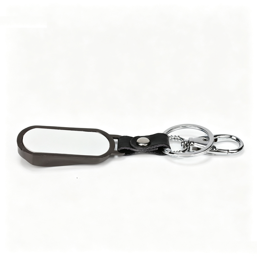 Sublimation Metal Keychain Blanks With Leather Connectors