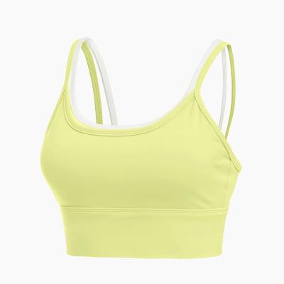 Das mulheres cor-de-rosa do lazer de Custom Logo Ladies Sports Bras Yellow do fabricante da fábrica do Oem veste do exercício