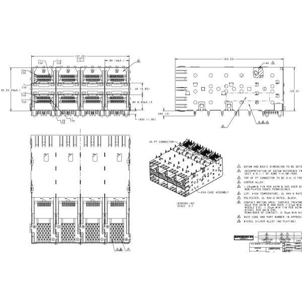1658390-2 SFP арретирует 2x4 порт 16 GB/S до отверстие 160 20 x положение 8