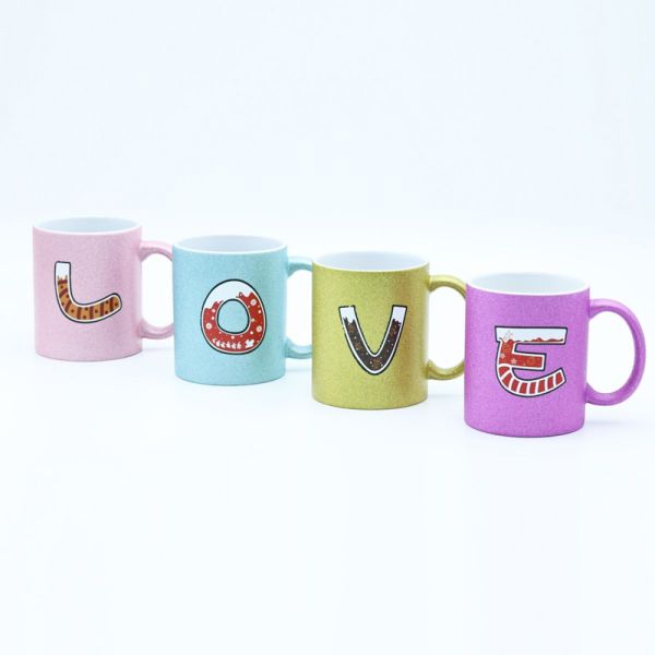 Glitter And Color Spraying Custom Christmas Mugs Bulk For Holiday Gift Shops