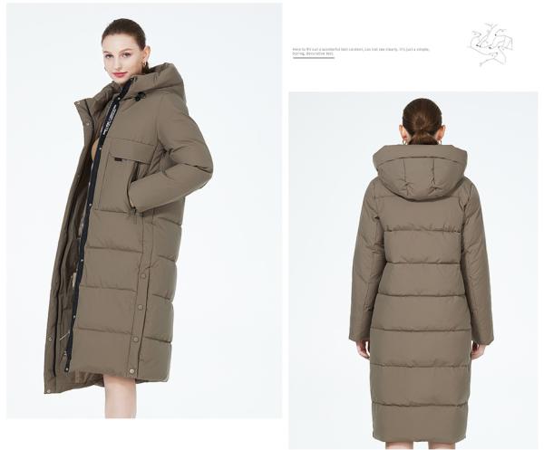 Length 112cm Maxi Puffer Coat Size 46 Long Down Coat Brown Womens