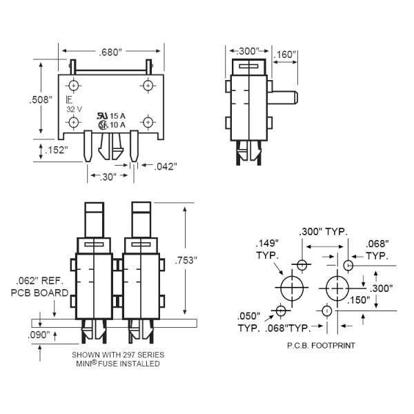 Вертикальный держатель 01530009Z PCB патрона предохранителя лезвия терминального блока мини Stackable