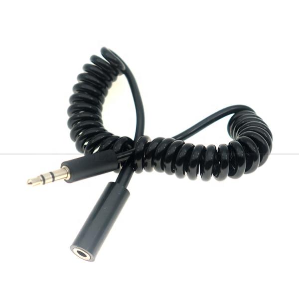Spring Sprial Coiled Male to Female 3.5mm Jack Aux Stereo Audio Extension Cable for Speaker Headphone
