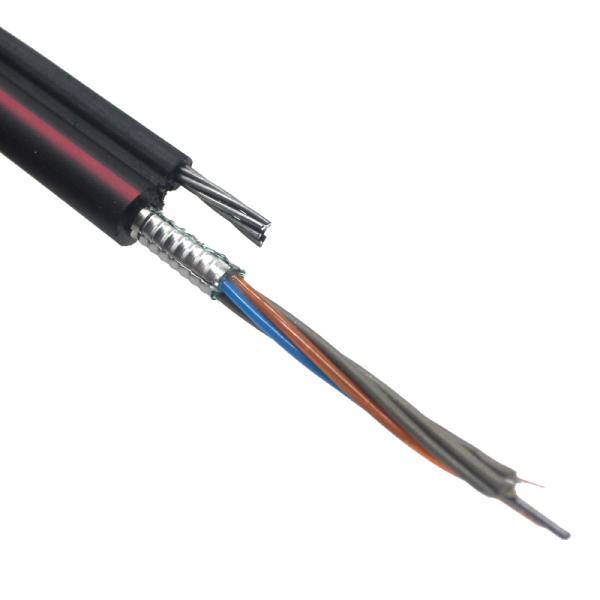 Câble à fibre optique blindé aérien à 1-144 coeurs en forme de 8, 1KM 2KM 4KM Noir extérieur FTTH autoportant GYTC8S