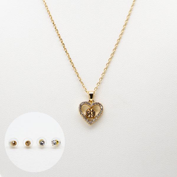 Collar con forma de corazón pequeño con diamantes brillantes chapado en oro de 14 quilates para mamá