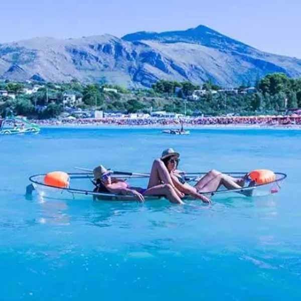 2 Seats Plastic Transparent Paddle Fishing Rowing Boats 338*93*35cm