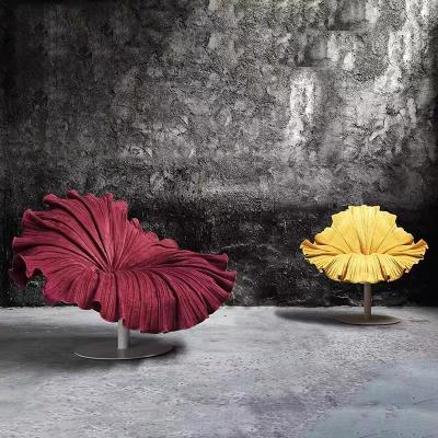 Artistic Stylish Fabric Armchair Lounge Bloom Shape For Living Room