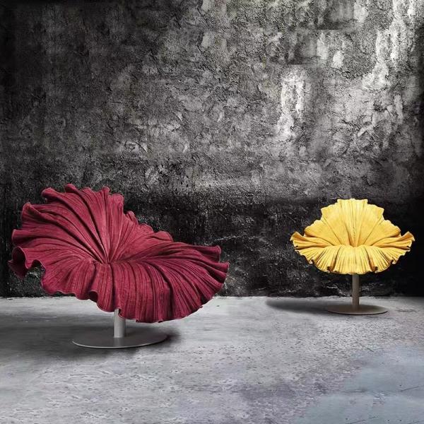Artistic Stylish Fabric Armchair Lounge Bloom Shape For Living Room