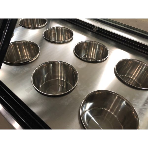 Commercial Ice Cream Display Freezer Refrigerated Gelato Round Drum Pan