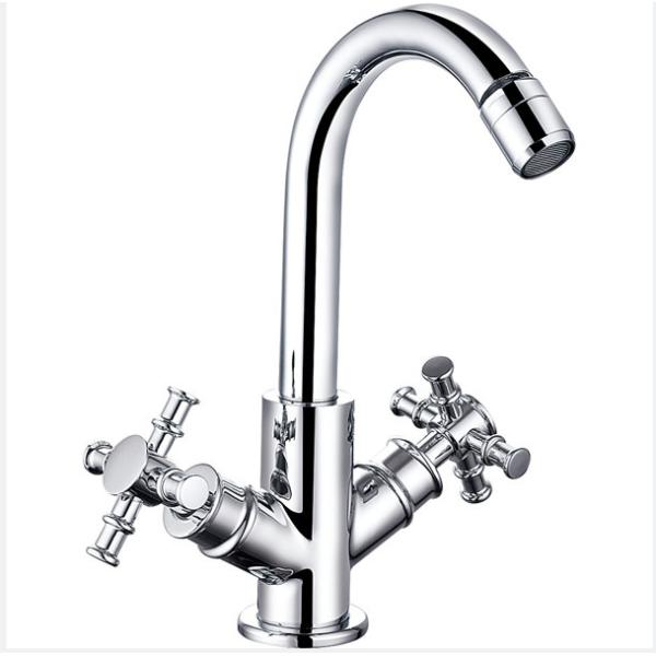 Brass Double Handle Bidet Tap Ceramic Valve Chrome Finish Mixer Tap T8343