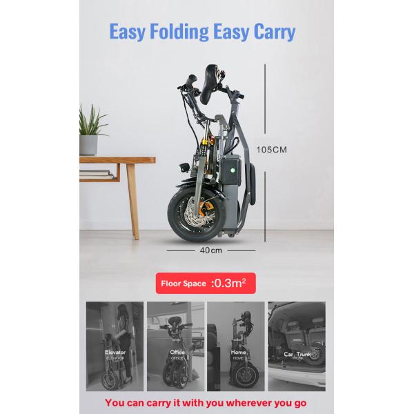 3 Wheel Electric Scooter Bicycle , Adult Foldable Electric Tricycle 3 Speed 350W