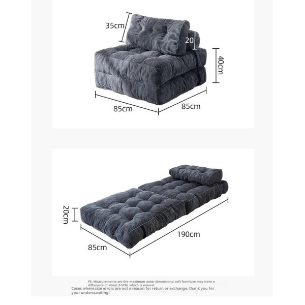Single Seat Foldable Sofa Beds Convertible Sleeper Chair Compressed Sofa Square Modern Living Room Lounge Lazy Floor Sofa