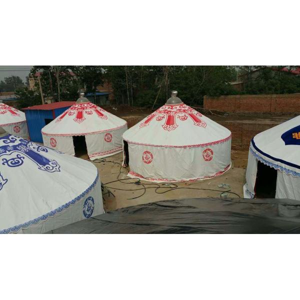 Painted Steel Frame Mongolian Yurt Tent / Round Tent Yurt With Bamboo Structure