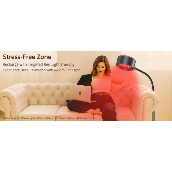 Red Light Therapy Lamp with 660nm + 850nm Dual Wavelength 30W LED Panel and Remote Control & Timer for Home Wellness