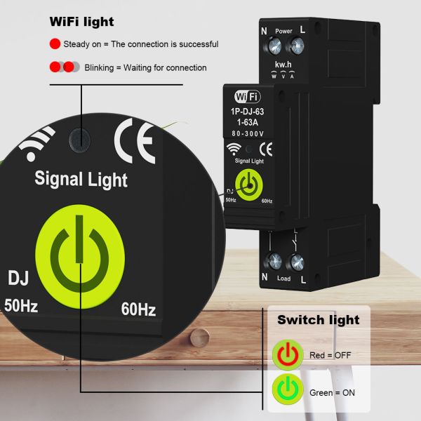 63A WiFi Smart Home Circuit Breaker Voice Control Power Meter OEM