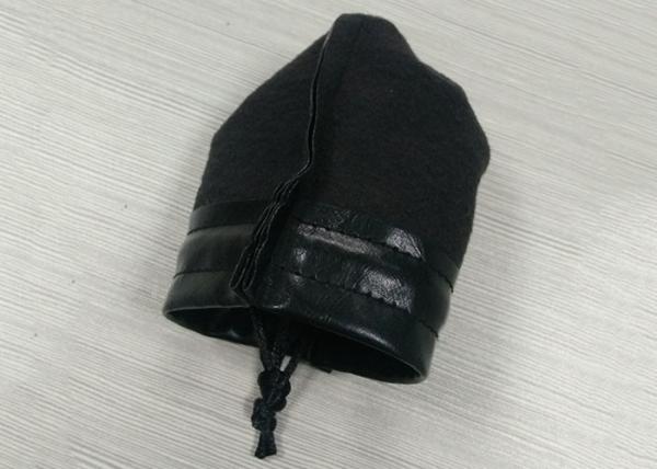 Black Leathery Drawstring Jewelry Bags , Suede Drawstring Pouch Screen Printing Logo