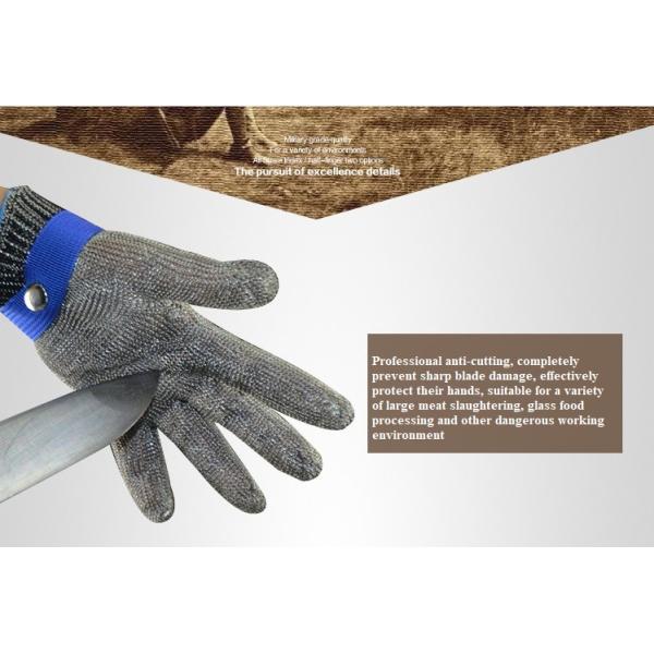 SS316 Wire  Class 5 Cut Resistant Protective Work Gloves Polyethylene Fibers