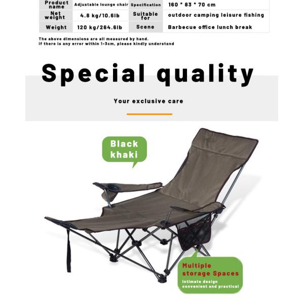 160x83x70cm Foldable Beach Chair 600D Oxford Polyester Beach Outdoor Lounger Chaise