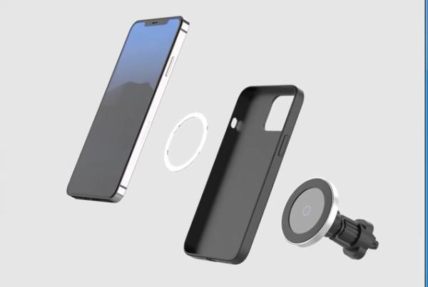 Round ABS aluminum Qi Magnetic 205kHz 15W Air Car Vent Charging