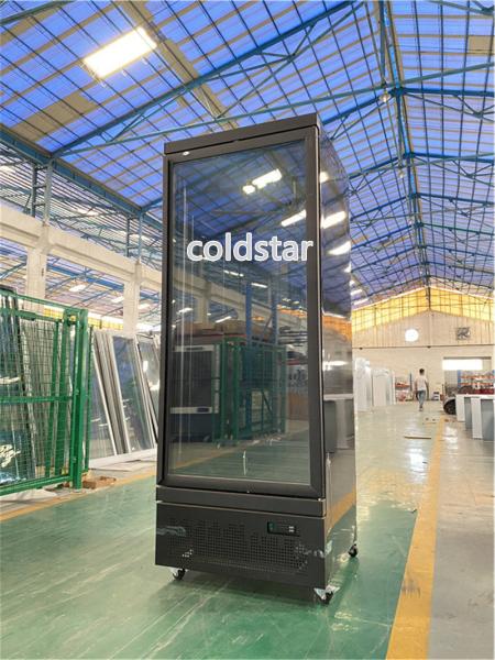 450 Liters Plug In R290 Refrigerant Swing Upright Glass Door Freezer Merchandiser