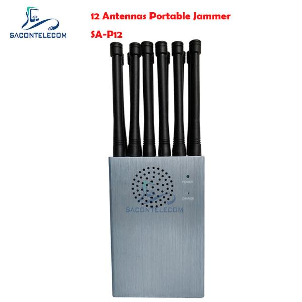 12 Bands 30m Radius Portable Signal Jammer with Built-in Battery for 4G 5G GPS Lojack