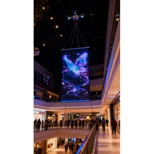 Customized Transparent Flying P25 LED Display with Drone 5V Show Scenic Performances Rechargeable for Outdoor Advertising