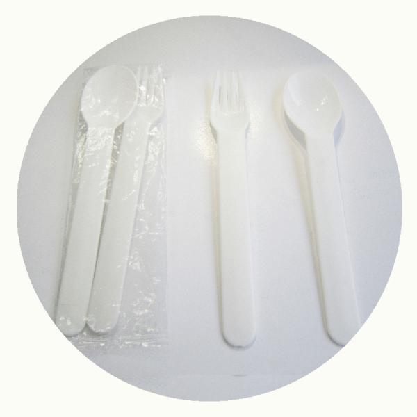 CUTLERY SET, DISPOSABLE PLASTIC CUTLERY, FORK, SPOON, SMALL SPOON, KNIFE,