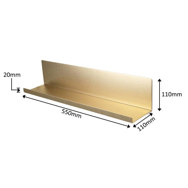 Aluminum L Shaped Wall Mounted Shelves ODM Gold Metal Floating Shelves