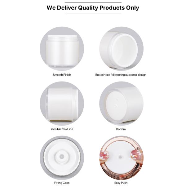 Custom Frosted White Airless Cosmetic Eye Cream Pump Jar Packaging 15g 30g 50g