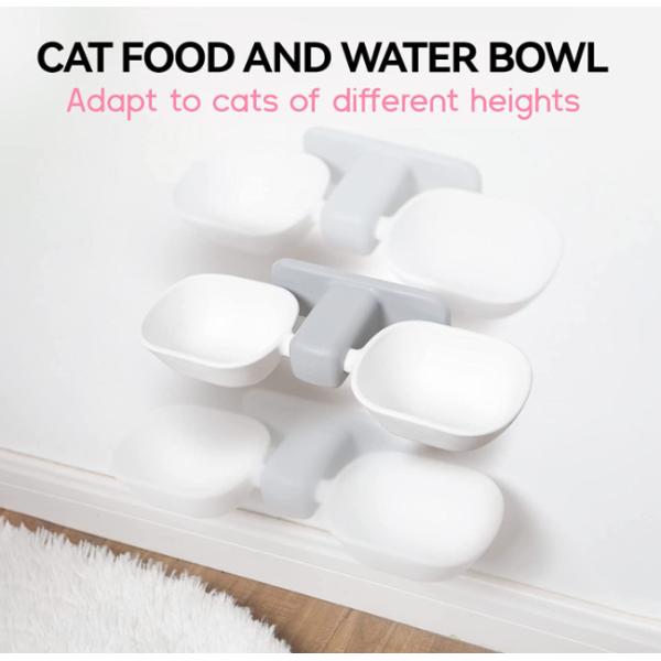 ABS Adjustable Cat Water Bowl Wall Mounted No Spill 8.5 Oz
