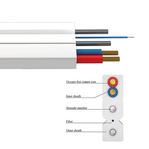 SingleMode 12 Core Hybrid Optoelectronic Composite Cable G652D PVC Sheathed 2kilometer