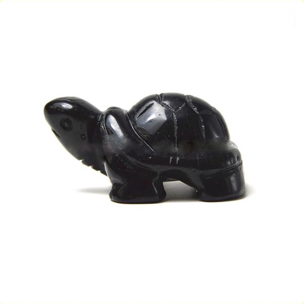 Gemstone Black Obsidian Turtle Carved Stone Animal for Love Theme Decorations