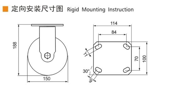 Rueda giratoria de acero inoxidable de 6 pulgadas EDL de alta resistencia con rueda de TPU duradera, carga 380 kg S716P-85