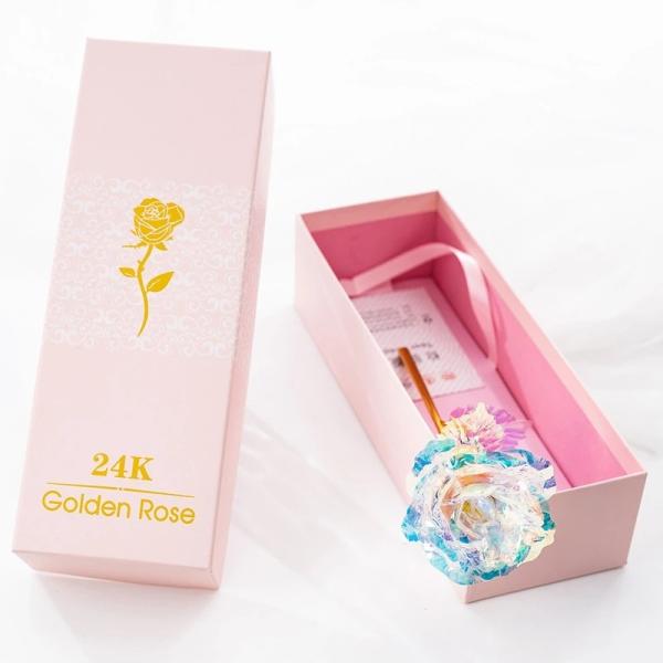 Galaxy Rose 24k Galaxy Rose with LED Light Artificial Galaxy Rose Flower for Valentine's Day Gift