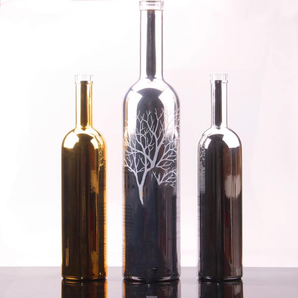 750ml Round Shape Glass Vodka Bottle with Cork Cap and Customized Surface Handing