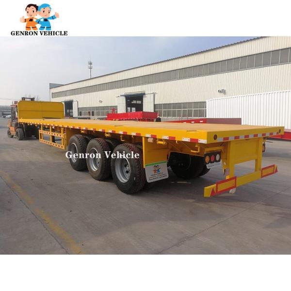 3 Axles Flatbed Cargo 20ft 40ft Container Trailer Mechanical / Air / Bogie Suspension
