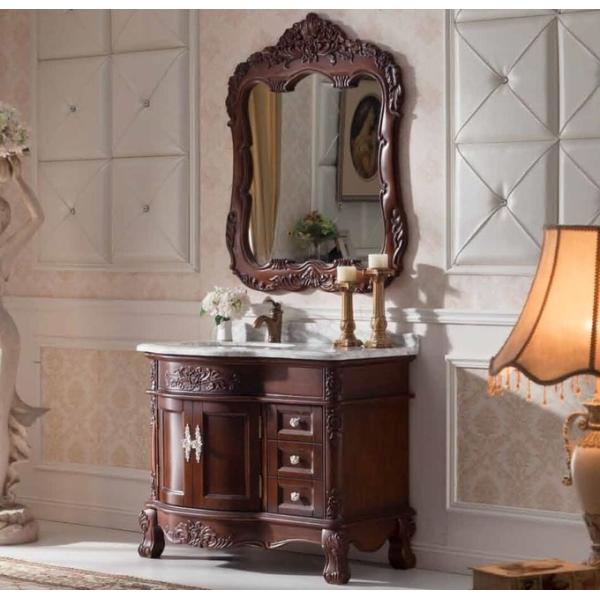 1000mm Contemporary Solid Wood Bathroom Vanity With Sink Classical Style