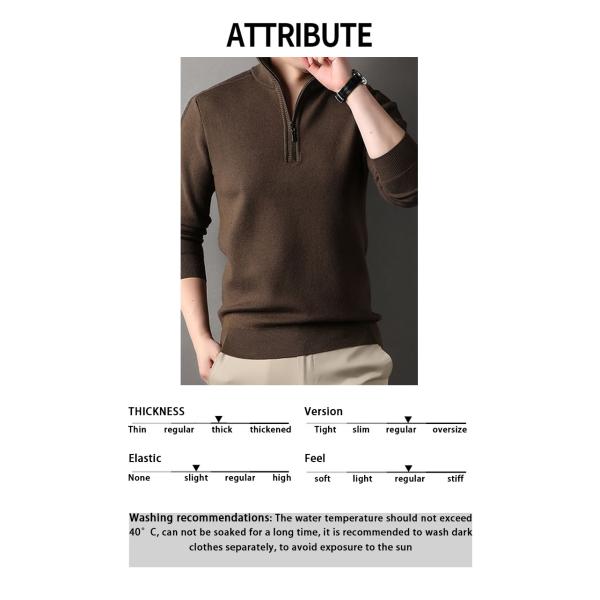 Customized Solid Half Zipper Winter Fleece Acrylic Turtleneck Knitted Sweater for Men