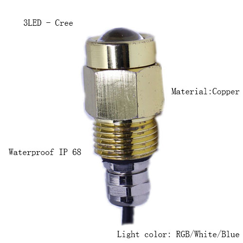 Свет СИД Multi шлюпки дренажной пробки освещения транца диаметра 25MM 1/2» NPT 12V цвета 3X3W мини подводный