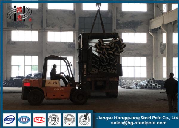 Q345 Hot Dip Galvanized Steel Poles , Transmission Line Pole 4.0mm Thickness