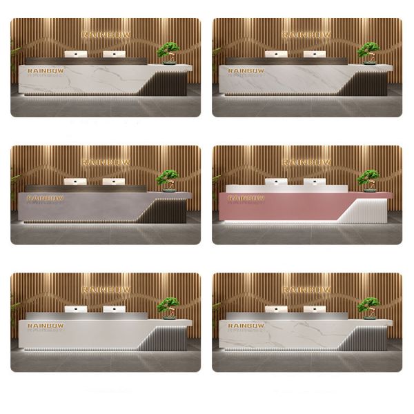 Customized Nordic Style Wooden Office Front Desk Salon Barber Shop Reception Desk Cafe Furniture
