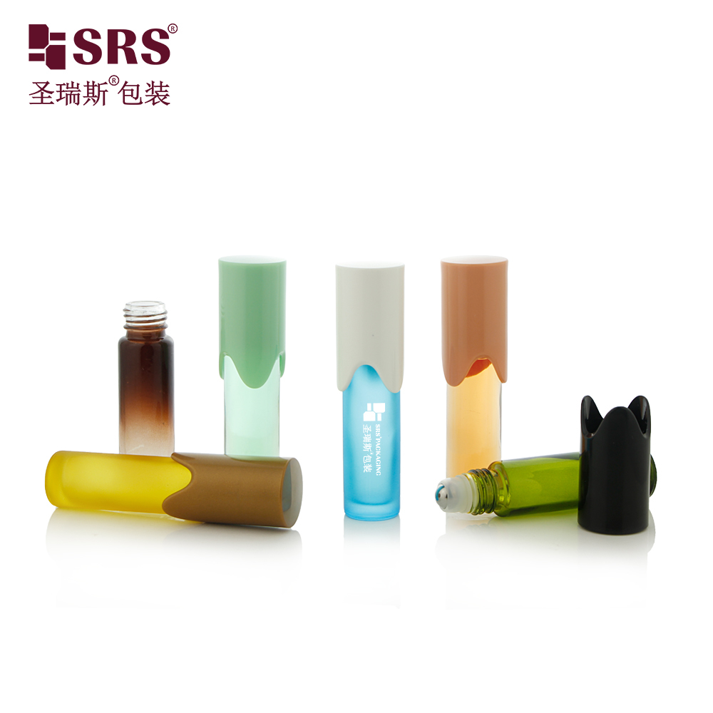 BLPY 10ml Empty Glass Roll On Bottle with Special Shaped Cap for Essential Oil