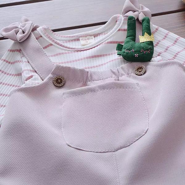 43.4in Striped Summer Children'S Clothing White Overalls Casual Strap Shorts