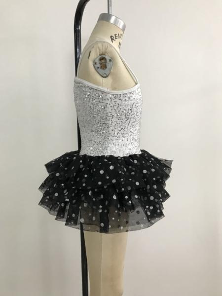 Kids Dance Clothes , Toddler Ballet Clothes Silver And Black Color