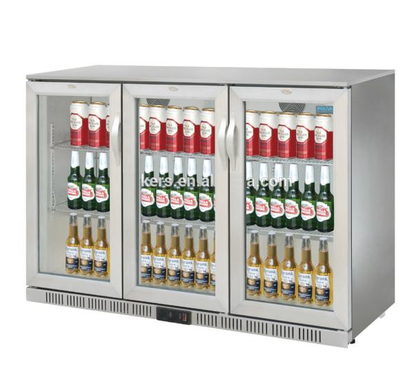 330L Three Doors Back Bar Cooler Auto Defrost Type With Easy Cleaning Gasket,Stainless Steel and 85/90mm Height