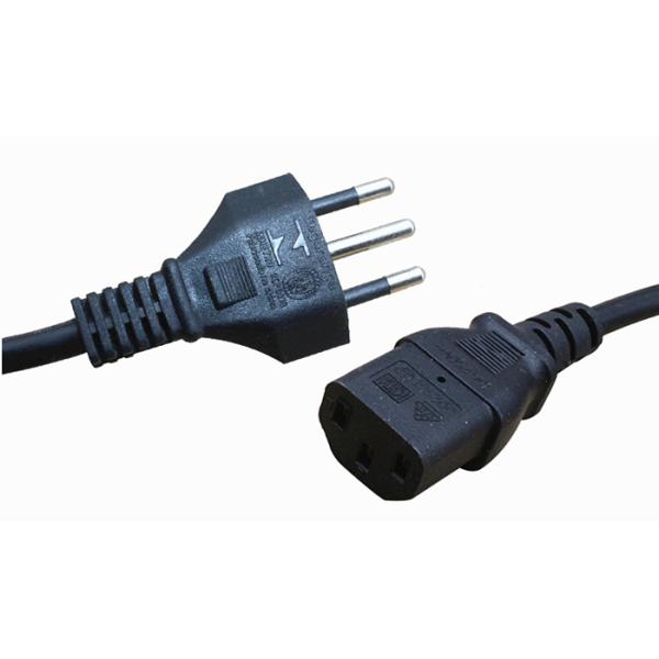 High quality Brazil UC 3 pin power cord  lead cable plug 10A rated  0.5mOEM
