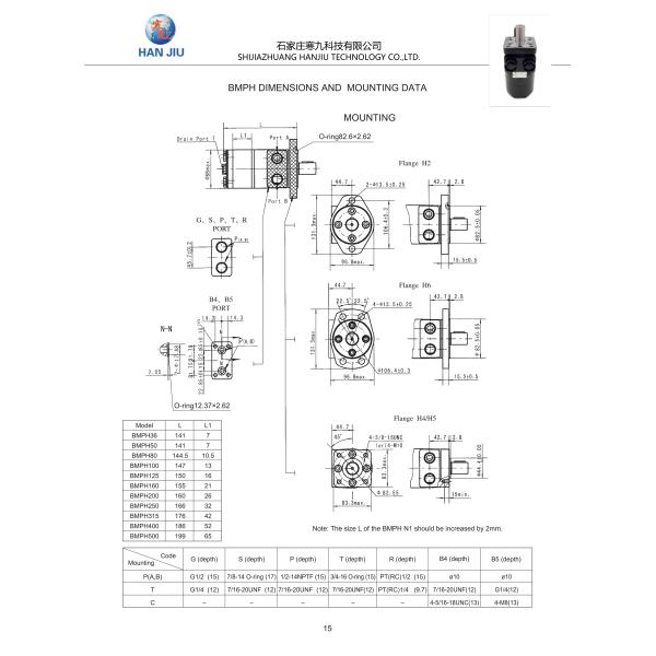 OMP MP H BMPH Series Hydraulic Motor 50ml/R 2 Bolt Flange 1'' Shaft