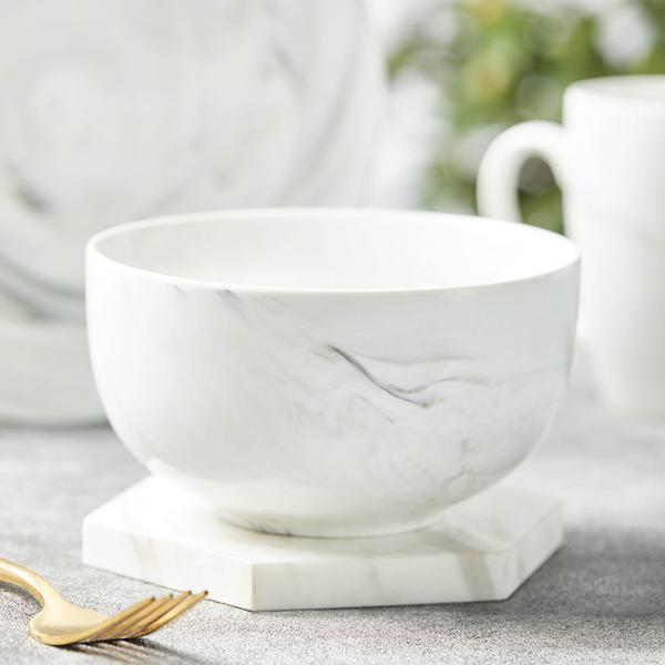 Modern White Porcelain Dinnerware Set Marble Pattern Plate Bowl Mug