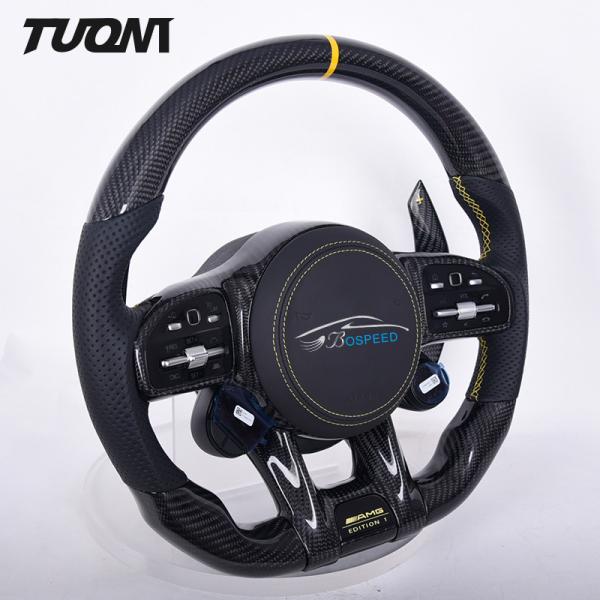 OEM Leather Carbon Fiber Black Steering Wheels For Mercedes Benz A45 CLA GLA S CLASS