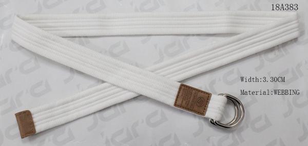 Male / Female White Wave Polyester Webbing Belt With PU Buckle Part 3.3cm Width